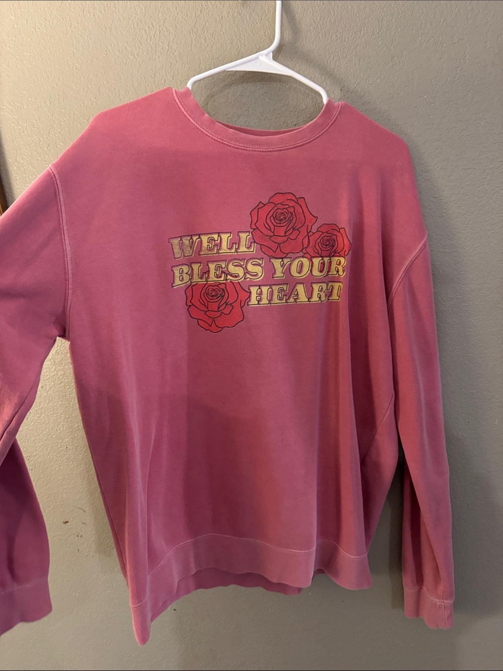 Pink Graphic Crewneck Sweatshirt - "Well Bless Your Heart". Likely L